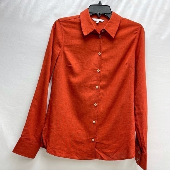 Max Cocos Linen long sleeves red shirt size S buttoned down women’s - Picture 4 of 13